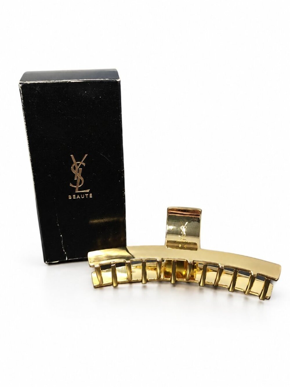 Yves Saint Laurent Beauty Gold Hair Claw Clip with YSL Logo 0925